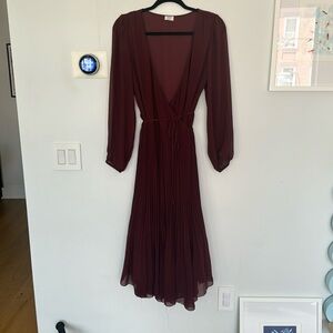 wilfred pleated burgundy dress